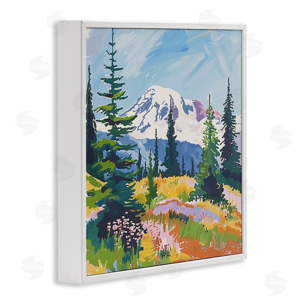 Peaceful Mountain Valley Scenery White Frame Print Wall Art, Home Decor by Walker Noble