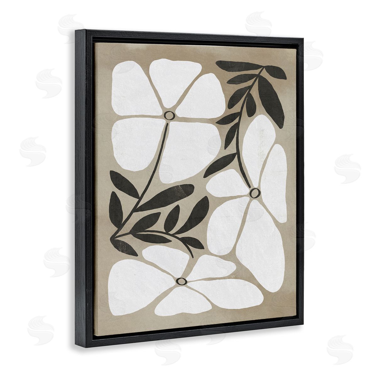 Boho Flowers Trio Black Floating Frame Canvas Wall Art, Home Decor by Victoria Barnes