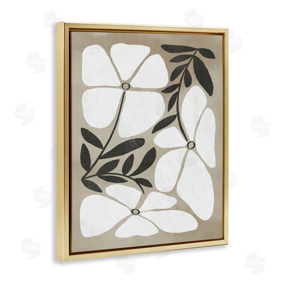 Boho Flowers Trio Gold Floating Frame Canvas Wall Art, Home Decor by Victoria Barnes