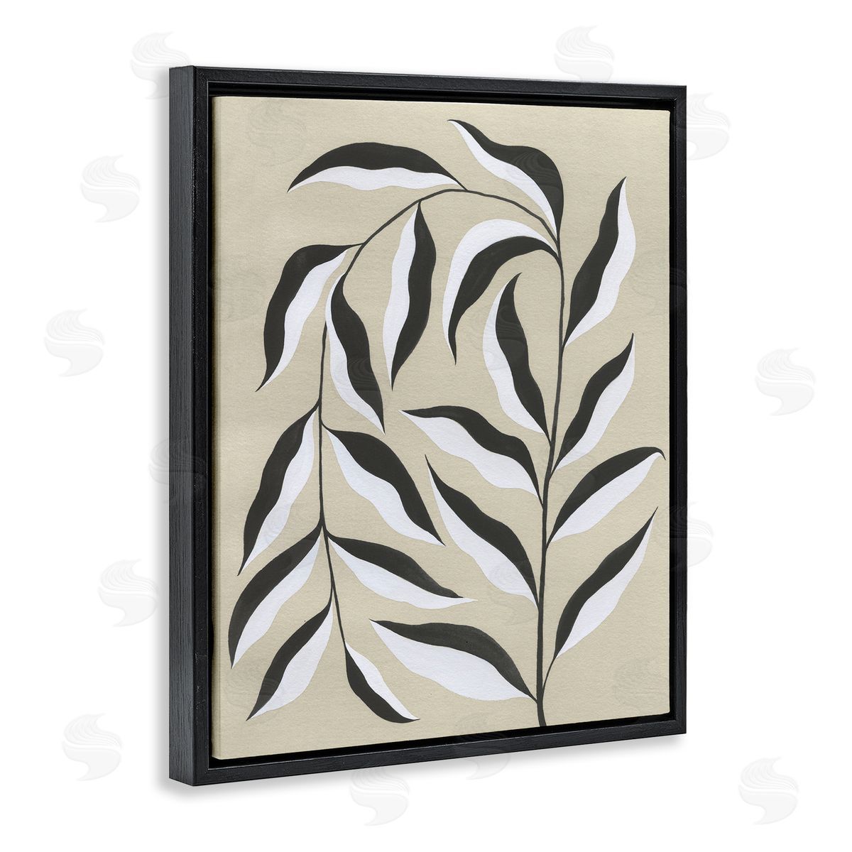 Natural Curved Vegetation Black Floating Frame Canvas Wall Art, Home Decor by Grace Popp