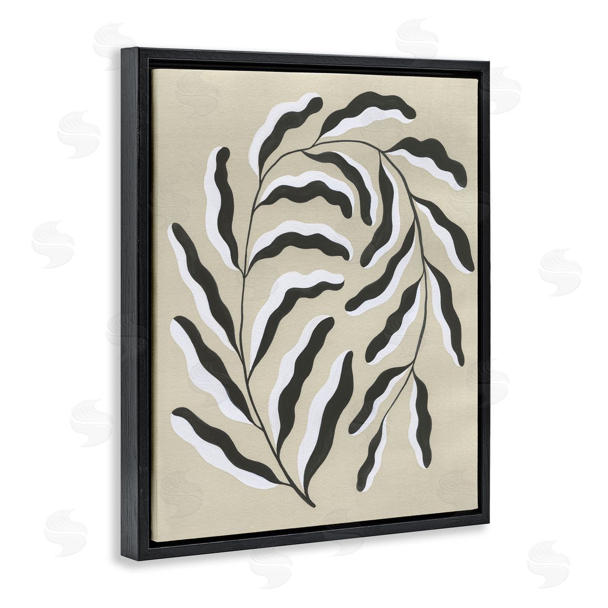 Curved Blooming Botanical Black Floating Frame Canvas Wall Art, Home Decor by Grace Popp