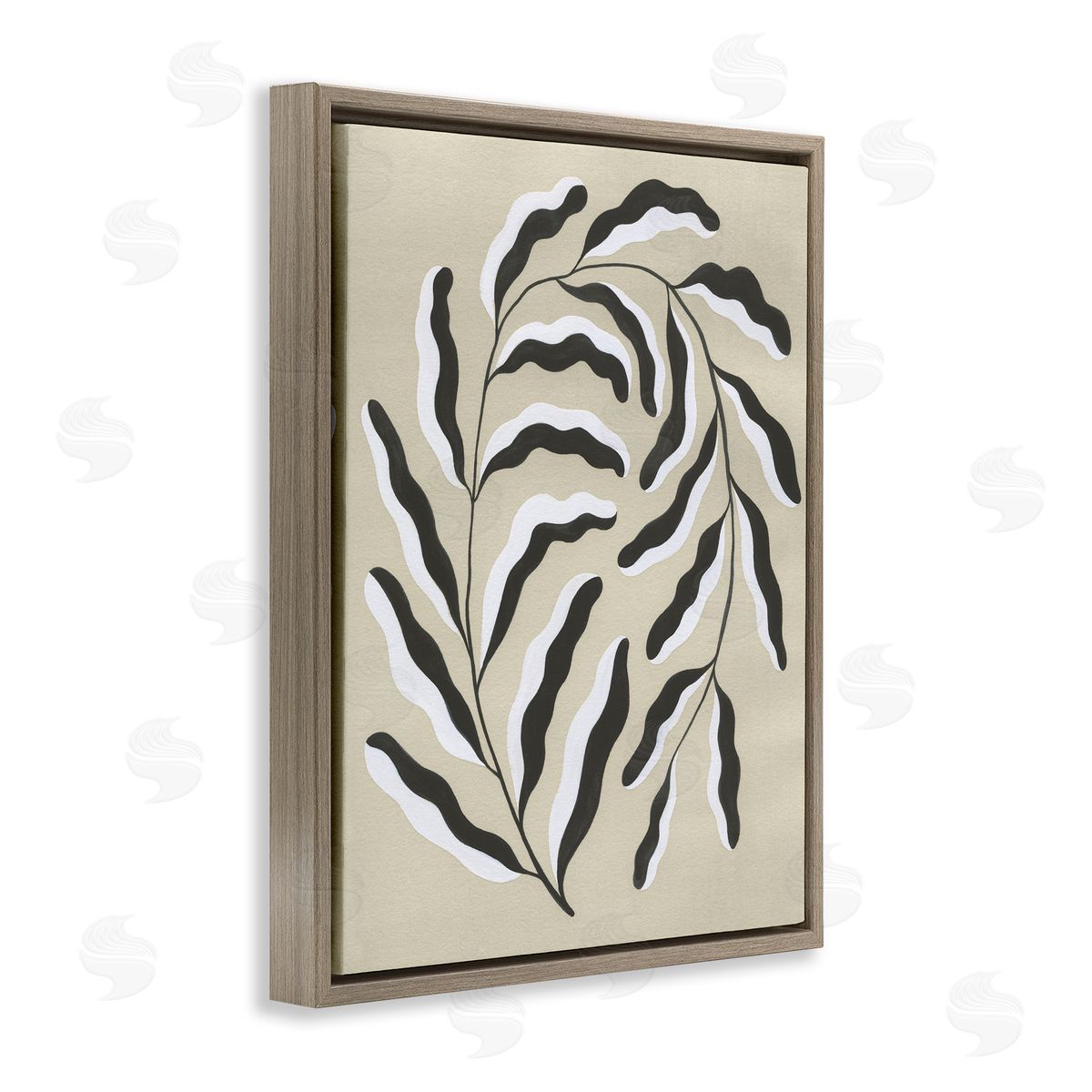 Curved Blooming Botanical Brown Floating Frame Canvas Wall Art, Home Decor by Grace Popp