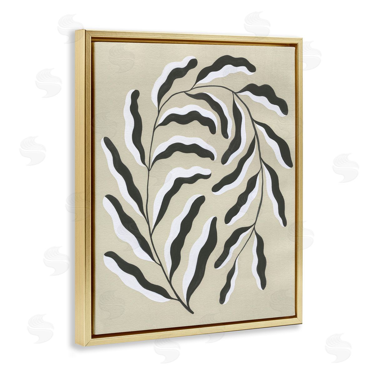 Curved Blooming Botanical Gold Floating Frame Canvas Wall Art, Home Decor by Grace Popp