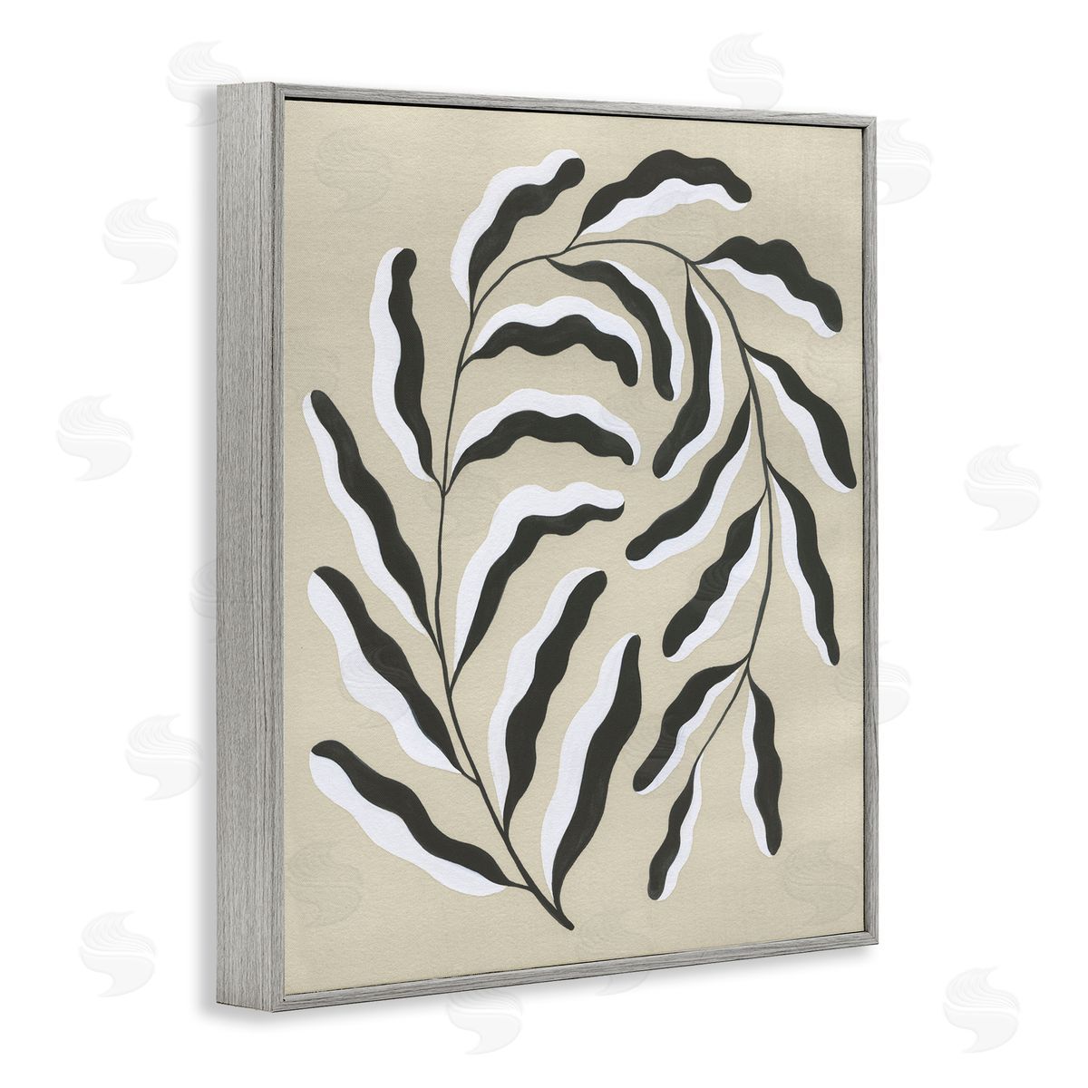 Curved Blooming Botanical Grey Frame Print Wall Art, Home Decor by Grace Popp