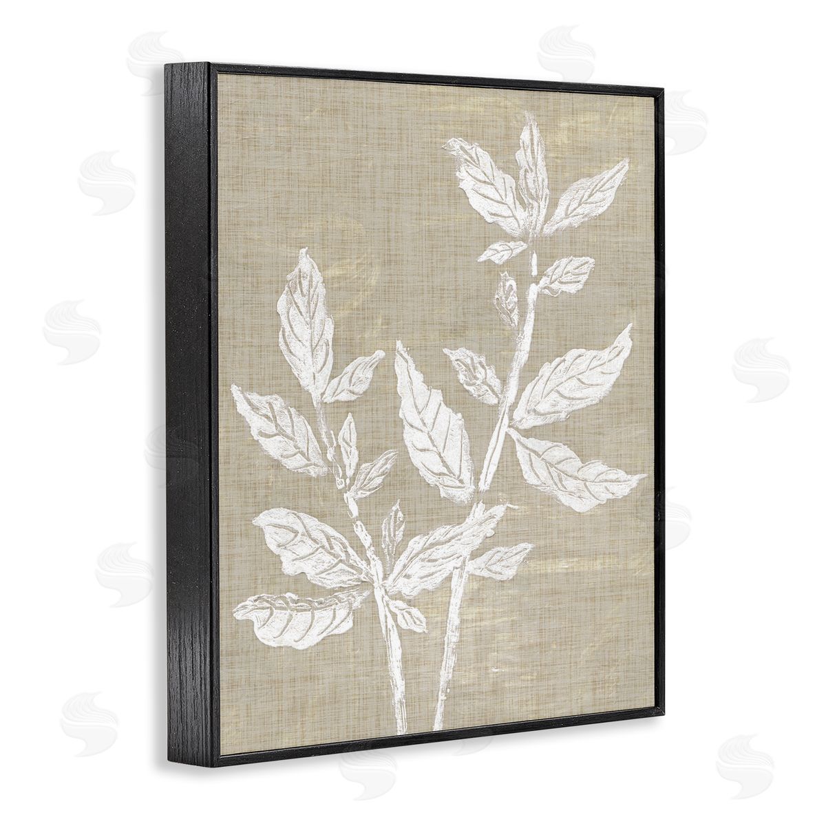 Boho Leaves on Natural Pattern Black Frame Print Wall Art, Home Decor by Melissa Wang