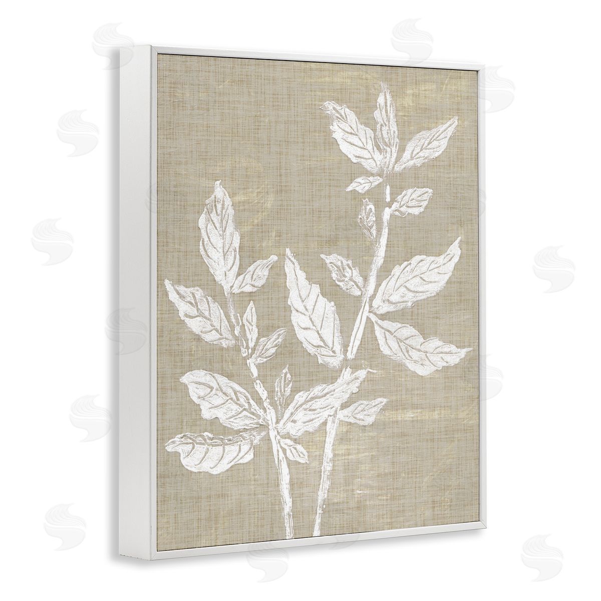 Boho Leaves on Natural Pattern White Frame Print Wall Art, Home Decor by Melissa Wang