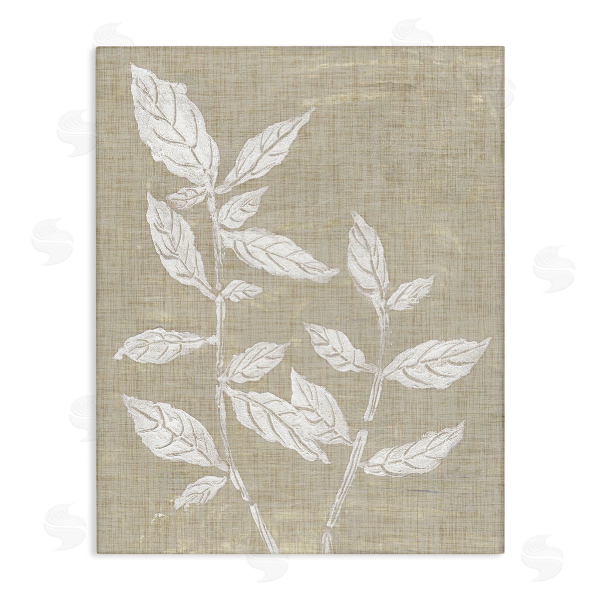 Leaves on Distressed Textile Canvas Wall Art, Home Decor by Melissa Wang