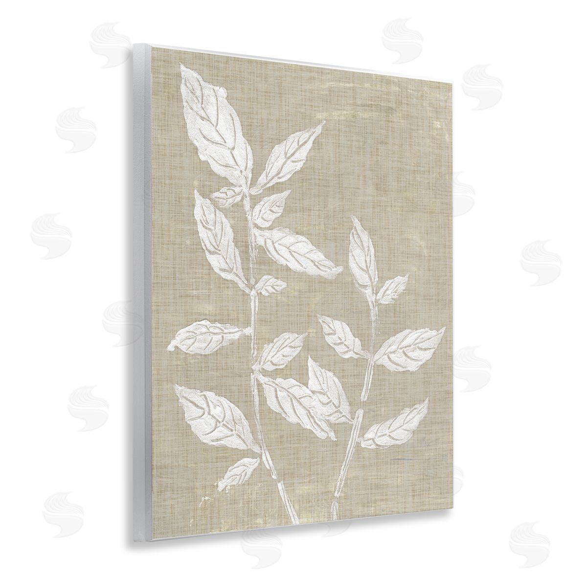 Leaves on Distressed Textile Wood Plaque Wall Art, Home Decor by Melissa Wang