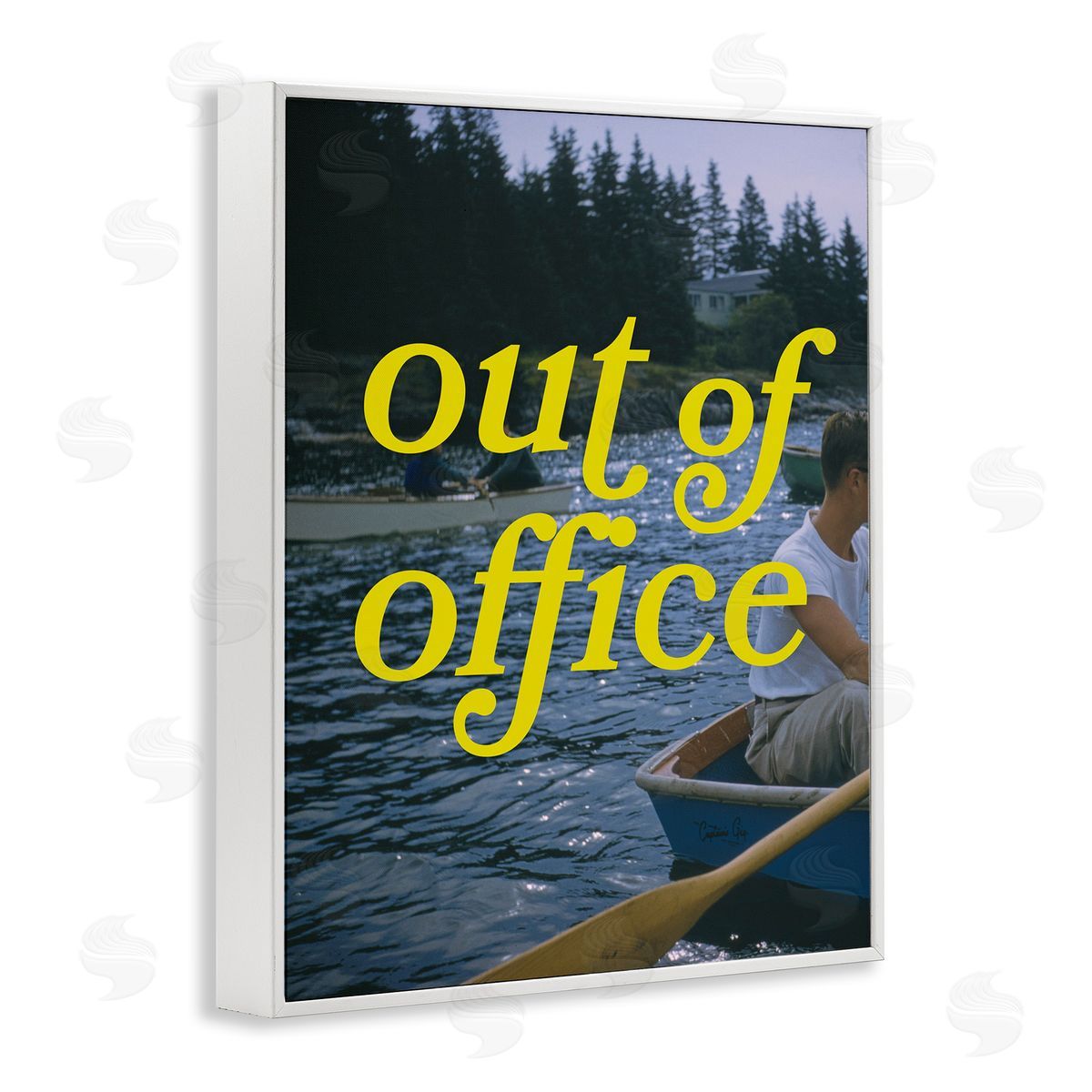 Out of Office Lake View White Frame Print Wall Art, Home Decor by Victoria Barnes