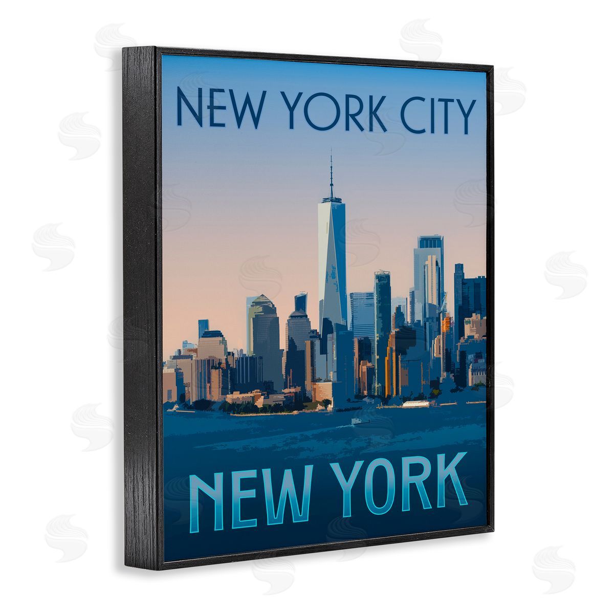 New York Landmark Skyline Black Frame Print Wall Art, Home Decor by Victoria Barnes
