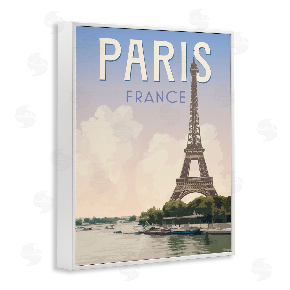 Paris Tower Landmark White Frame Print Wall Art, Home Decor by Victoria Barnes