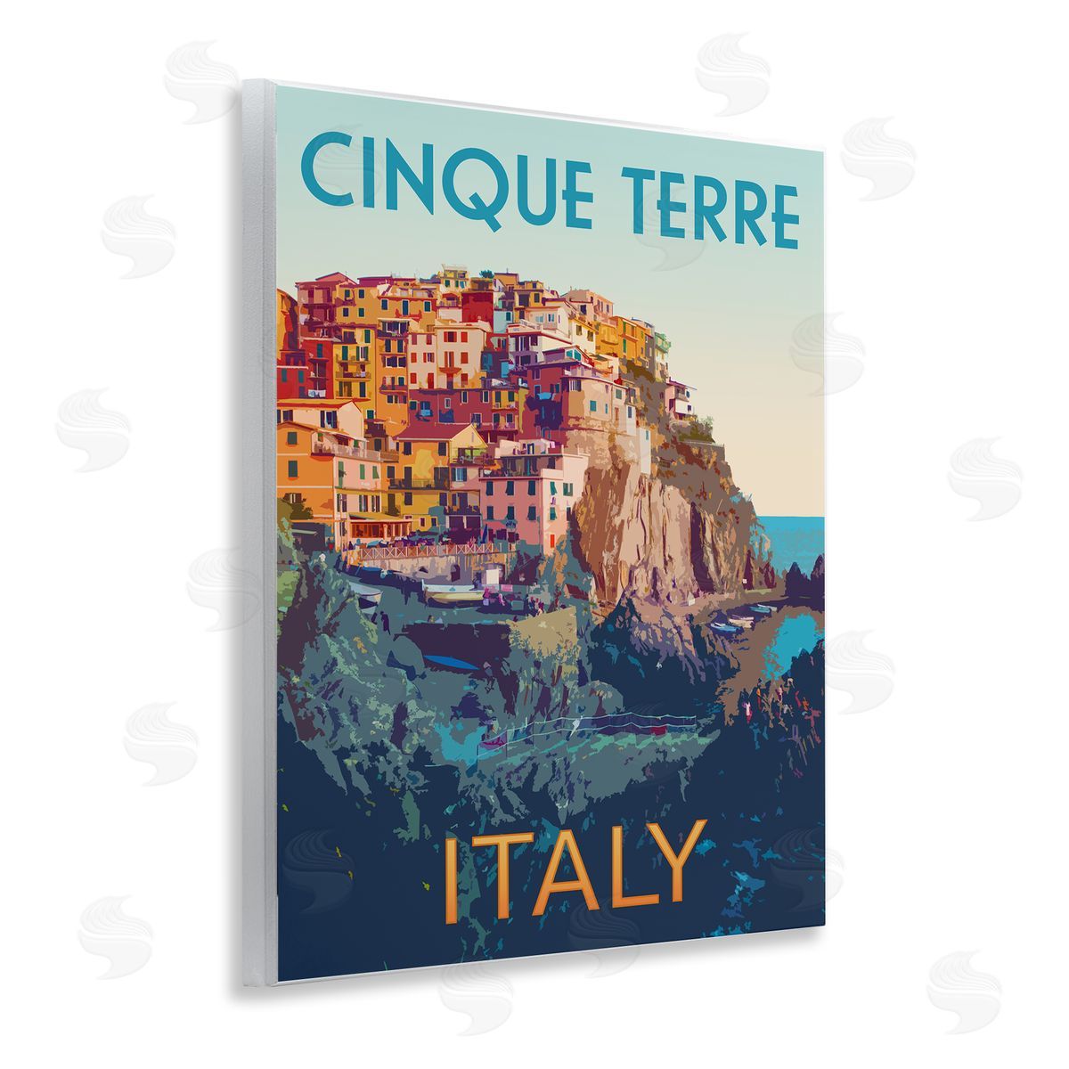 Italian Coast Cityscape Wood Plaque Wall Art, Home Decor by Victoria Barnes