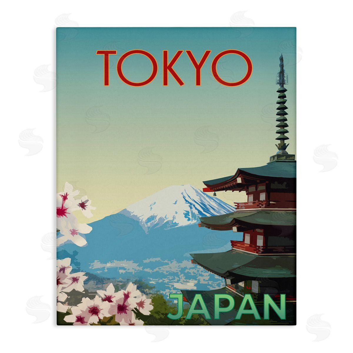 Vintage Tokyo Scenery Canvas Wall Art, Home Decor by Victoria Barnes