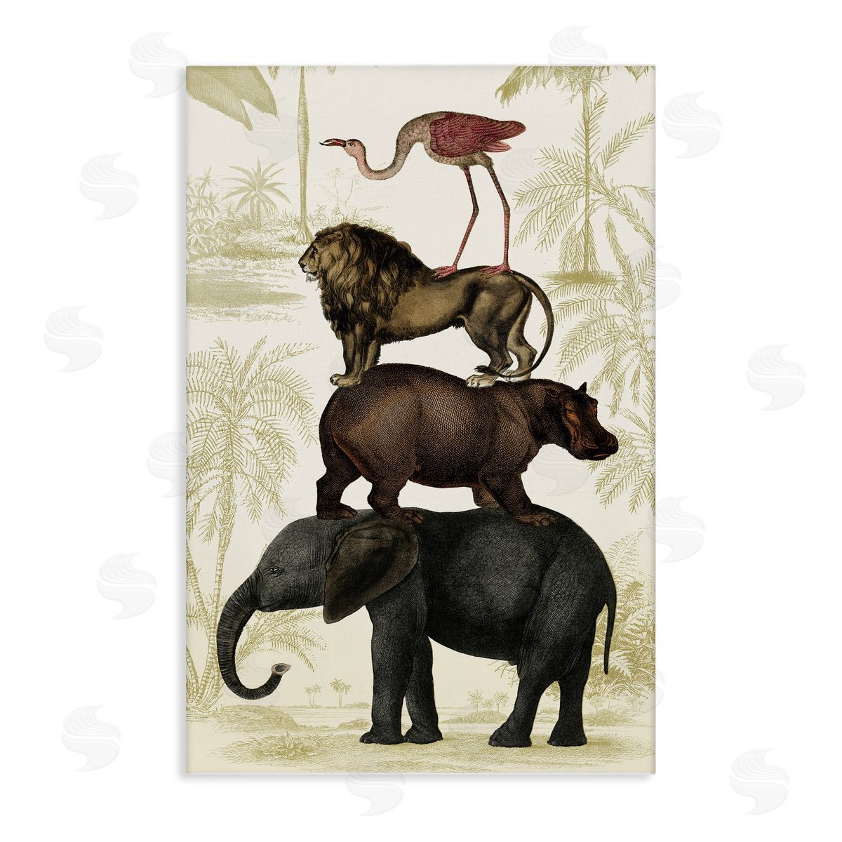 Jungle Animals Tower Canvas Wall Art, Home Decor by Victoria Barnes