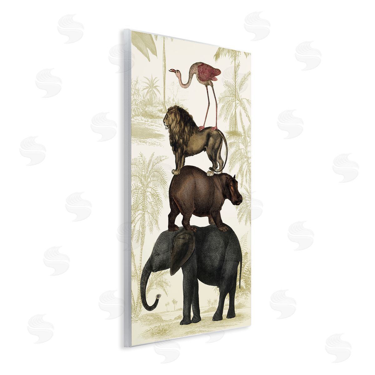 Jungle Animals Tower Wood Plaque Wall Art, Home Decor by Victoria Barnes