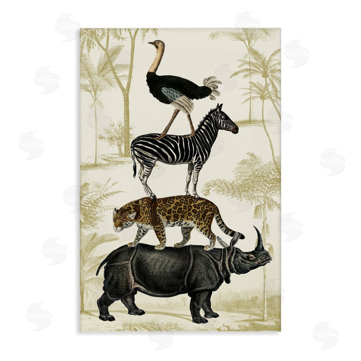 Tower of Safari Animals Canvas Wall Art, Home Decor by Victoria Barnes