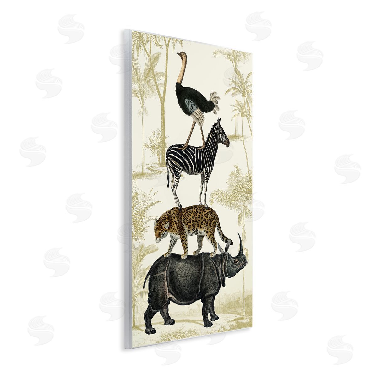 Tower of Safari Animals Wood Plaque Wall Art, Home Decor by Victoria Barnes