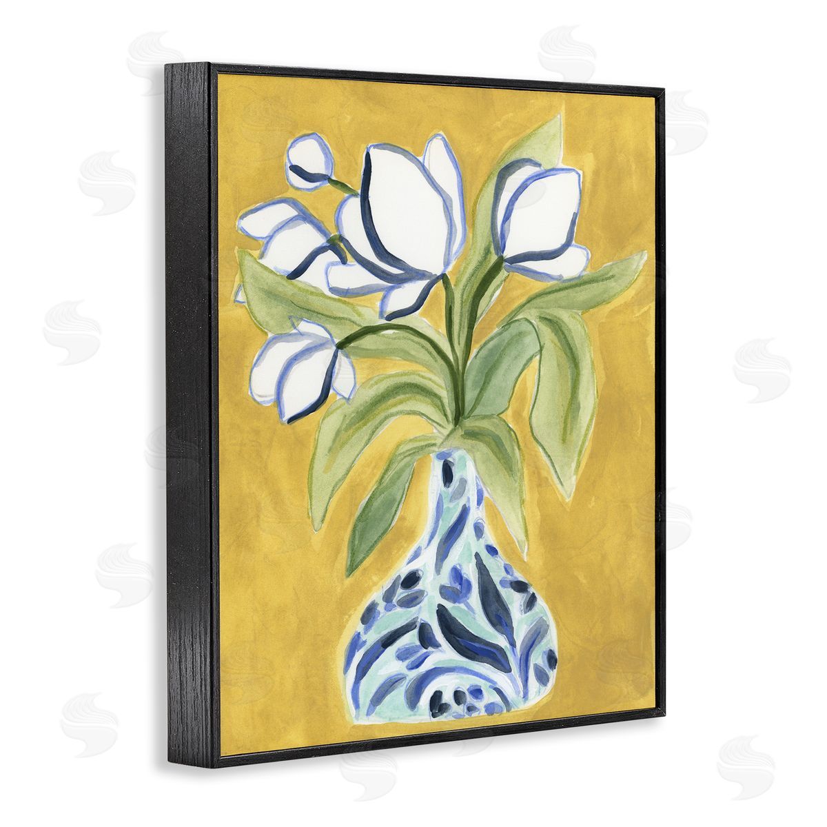 Bright Tulips in Vase Black Frame Print Wall Art, Home Decor by June Erica Vess