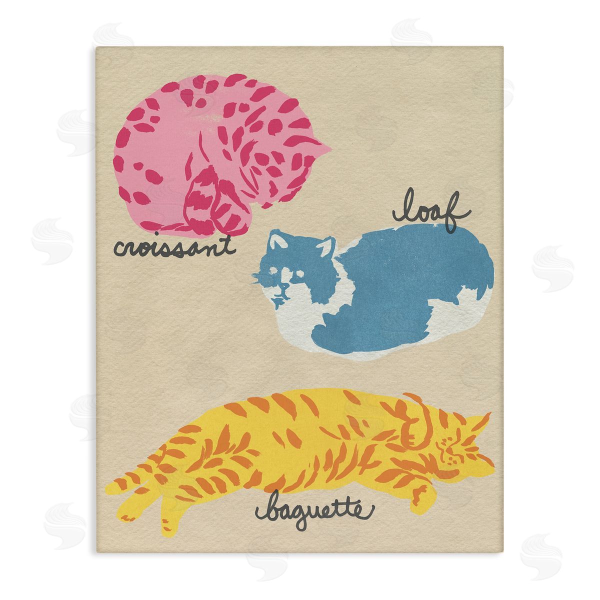 Funny Relaxing Cat Shapes Canvas Wall Art, Home Decor by June Erica Vess