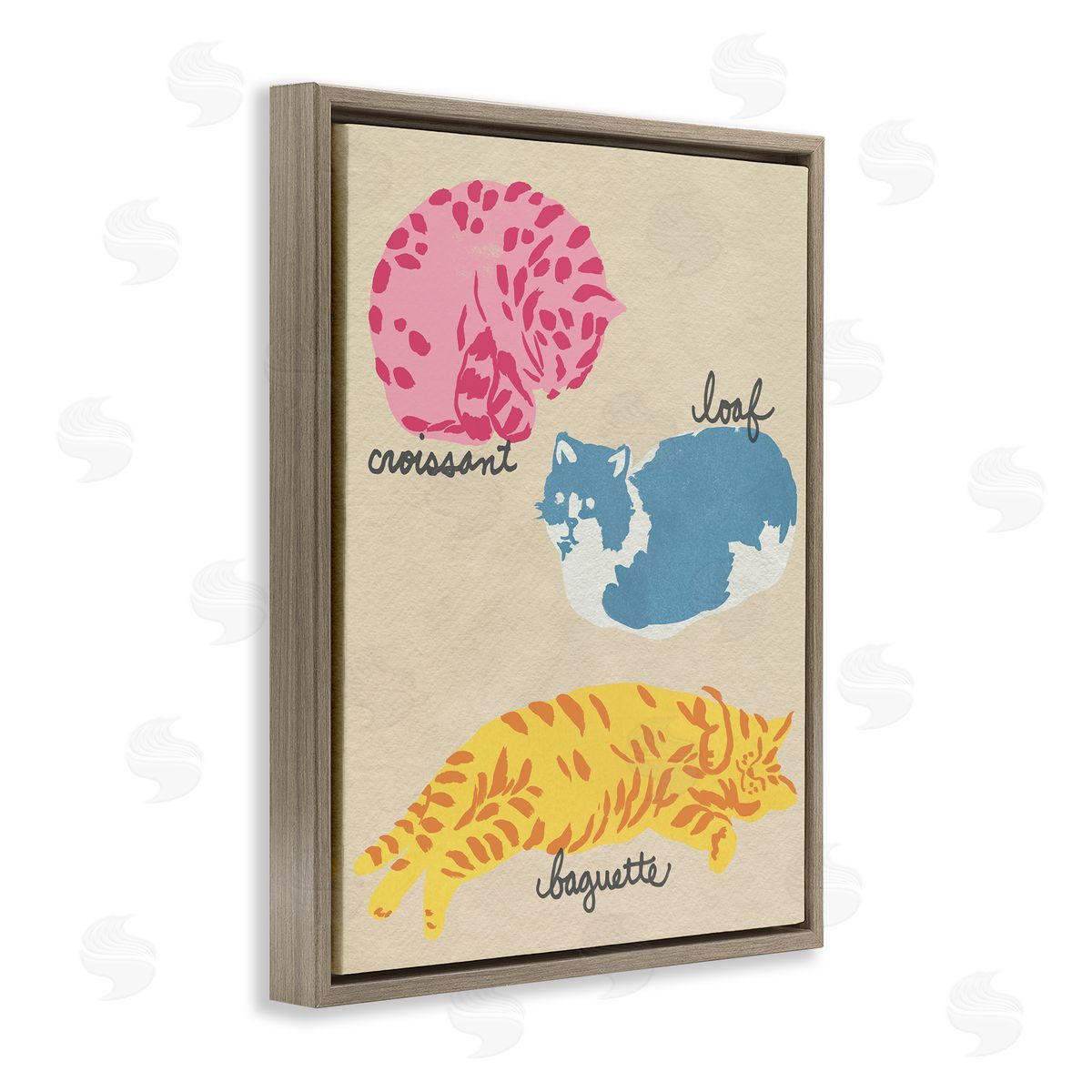 Funny Relaxing Cat Shapes Brown Floating Frame Canvas Wall Art, Home Decor by June Erica Vess