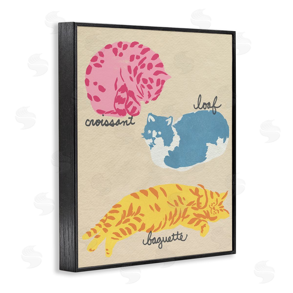 Funny Relaxing Cat Shapes Black Frame Print Wall Art, Home Decor by June Erica Vess