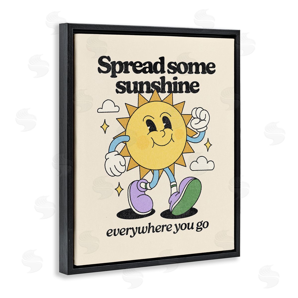 Retro Spread Some Sunshine Black Floating Frame Canvas Wall Art, Home Decor by Victoria Barnes