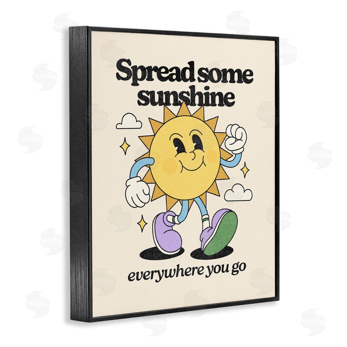 Retro Spread Some Sunshine Black Frame Print Wall Art, Home Decor by Victoria Barnes