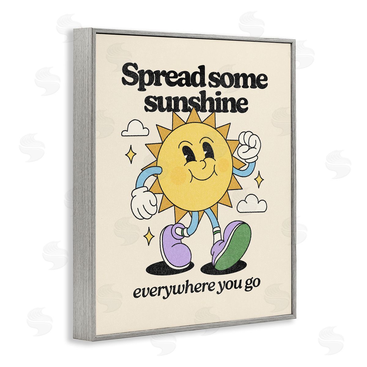 Retro Spread Some Sunshine Grey Frame Print Wall Art, Home Decor by Victoria Barnes