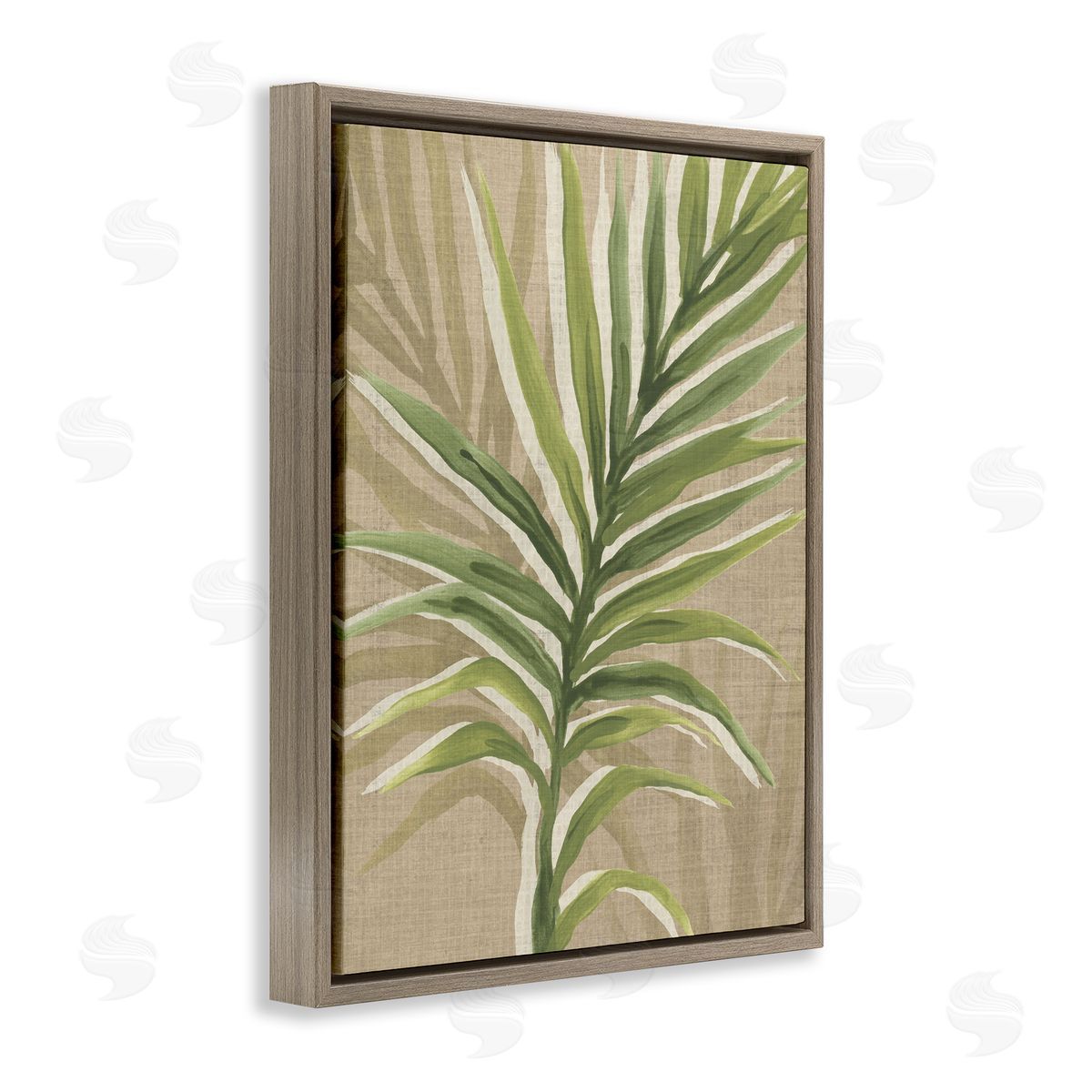 Rustic Palm Plant Brown Floating Frame Canvas Wall Art, Home Decor by June Erica Vess