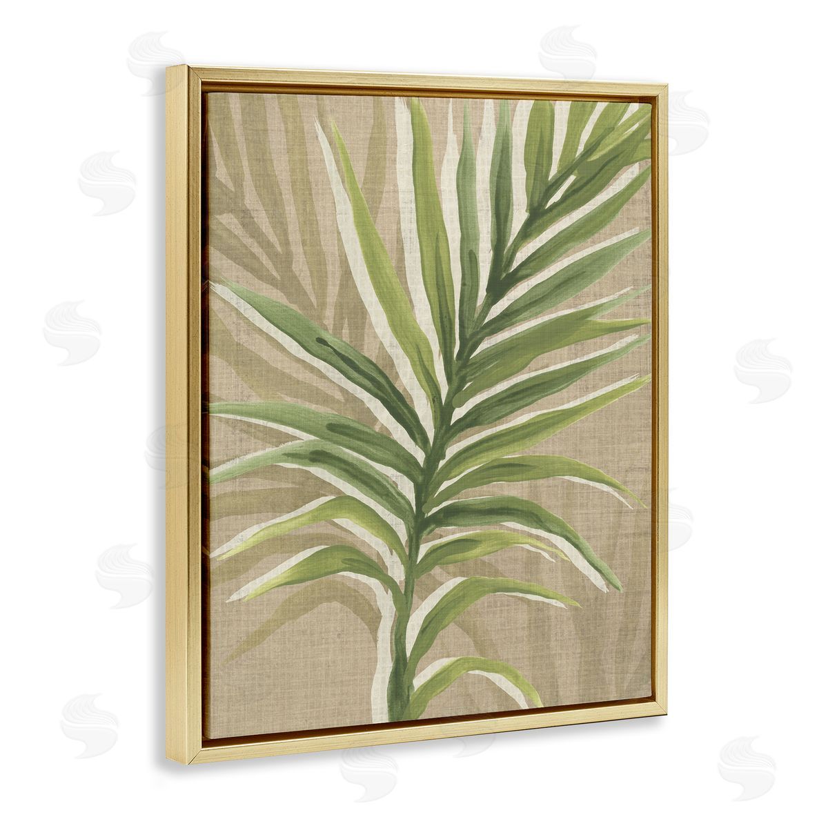 Rustic Palm Plant Gold Floating Frame Canvas Wall Art, Home Decor by June Erica Vess