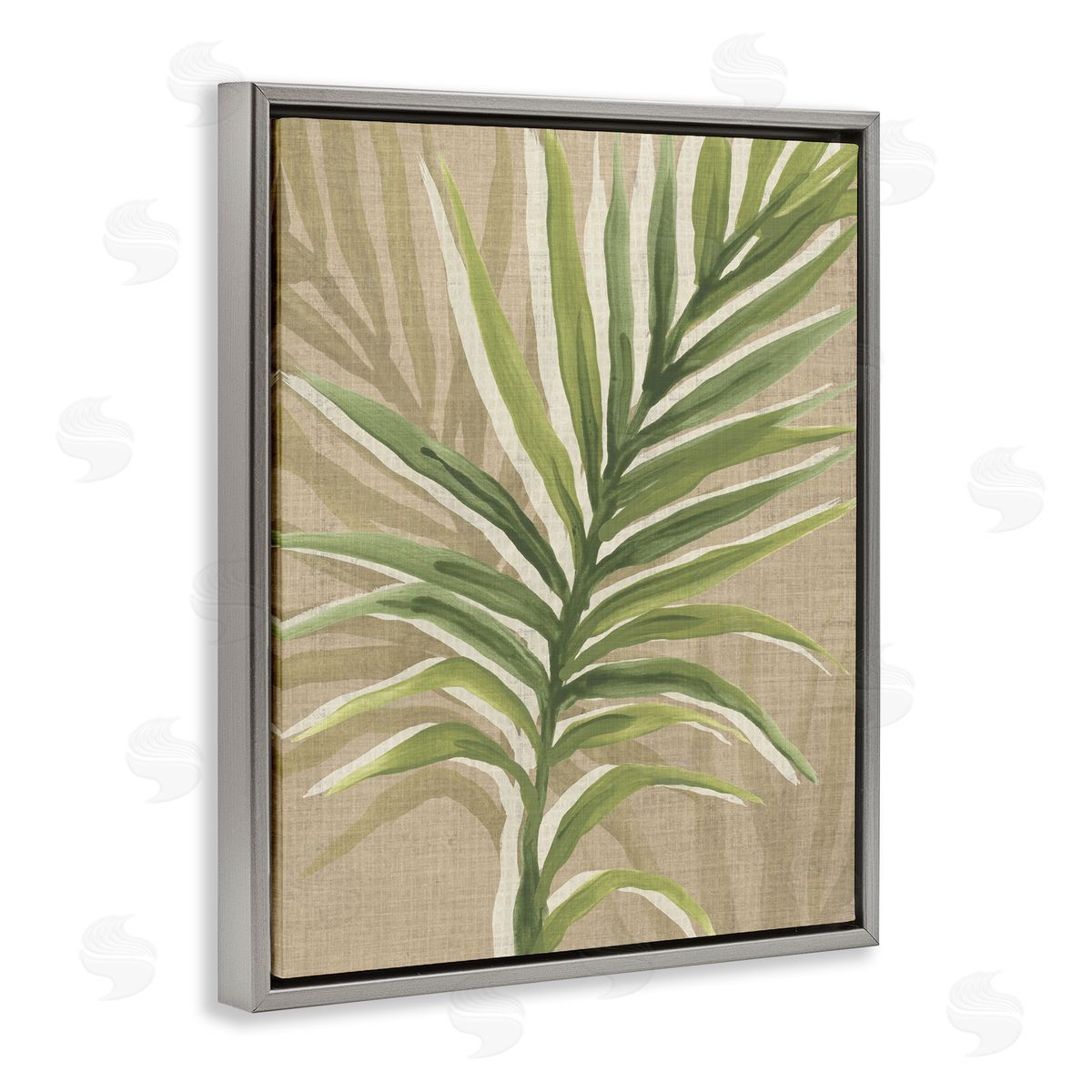 Rustic Palm Plant Grey Floating Frame Canvas Wall Art, Home Decor by June Erica Vess