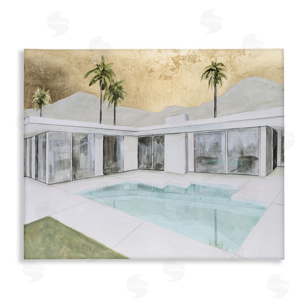 Modern Chic Pool View Canvas Wall Art, Home Decor by Michael Willett