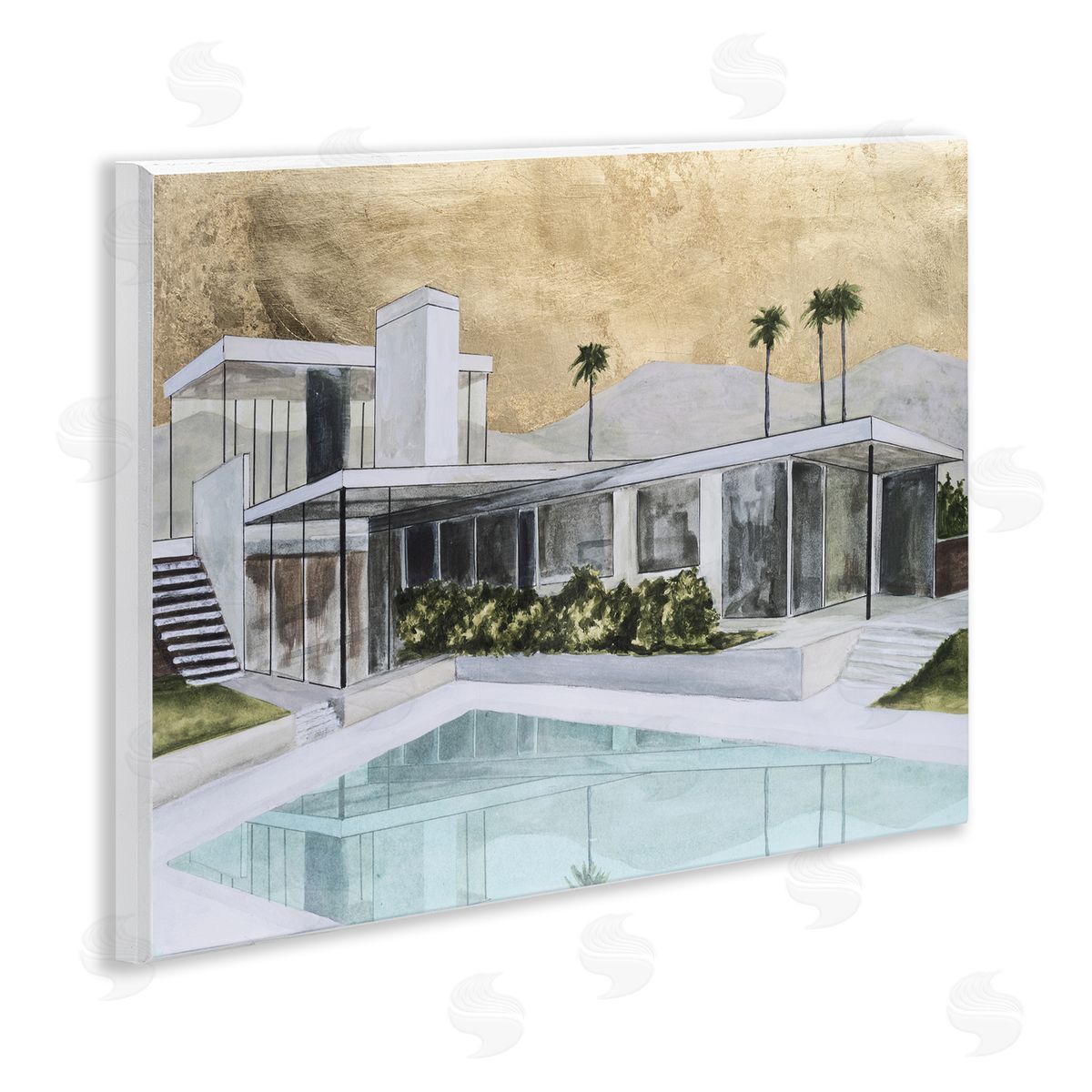 Chic Tropical Pool Yard Wood Plaque Wall Art, Home Decor by Michael Willett