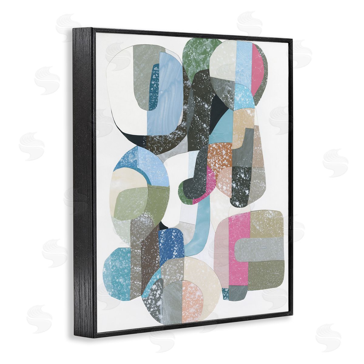 Pastel Shapes Intertwined Black Frame Print Wall Art, Home Decor by Coco Good