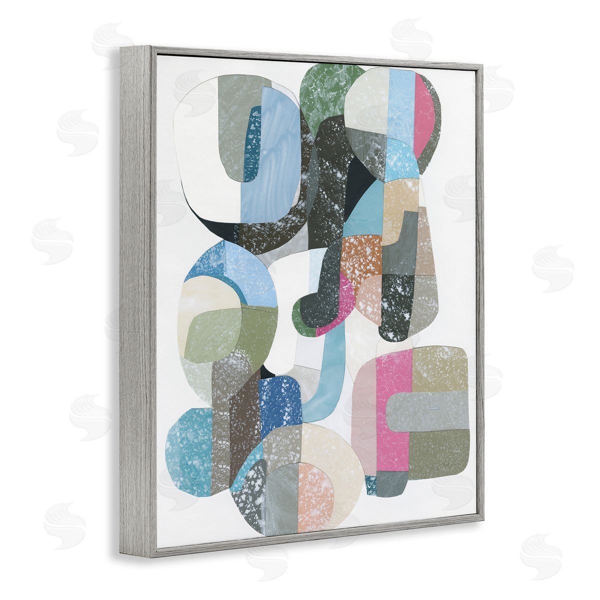 Pastel Shapes Intertwined Grey Frame Print Wall Art, Home Decor by Coco Good