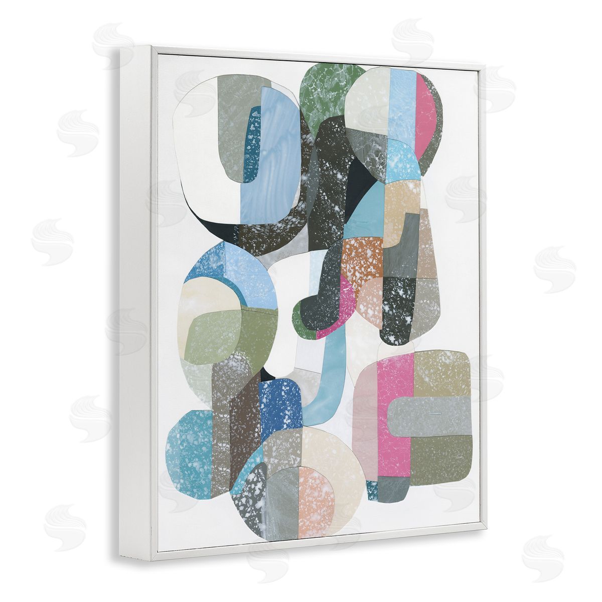 Pastel Shapes Intertwined White Frame Print Wall Art, Home Decor by Coco Good