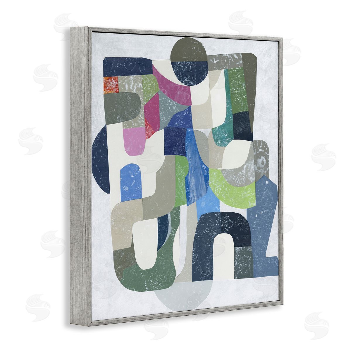 Retro Geometrics on Grey Grey Frame Print Wall Art, Home Decor by Coco Good