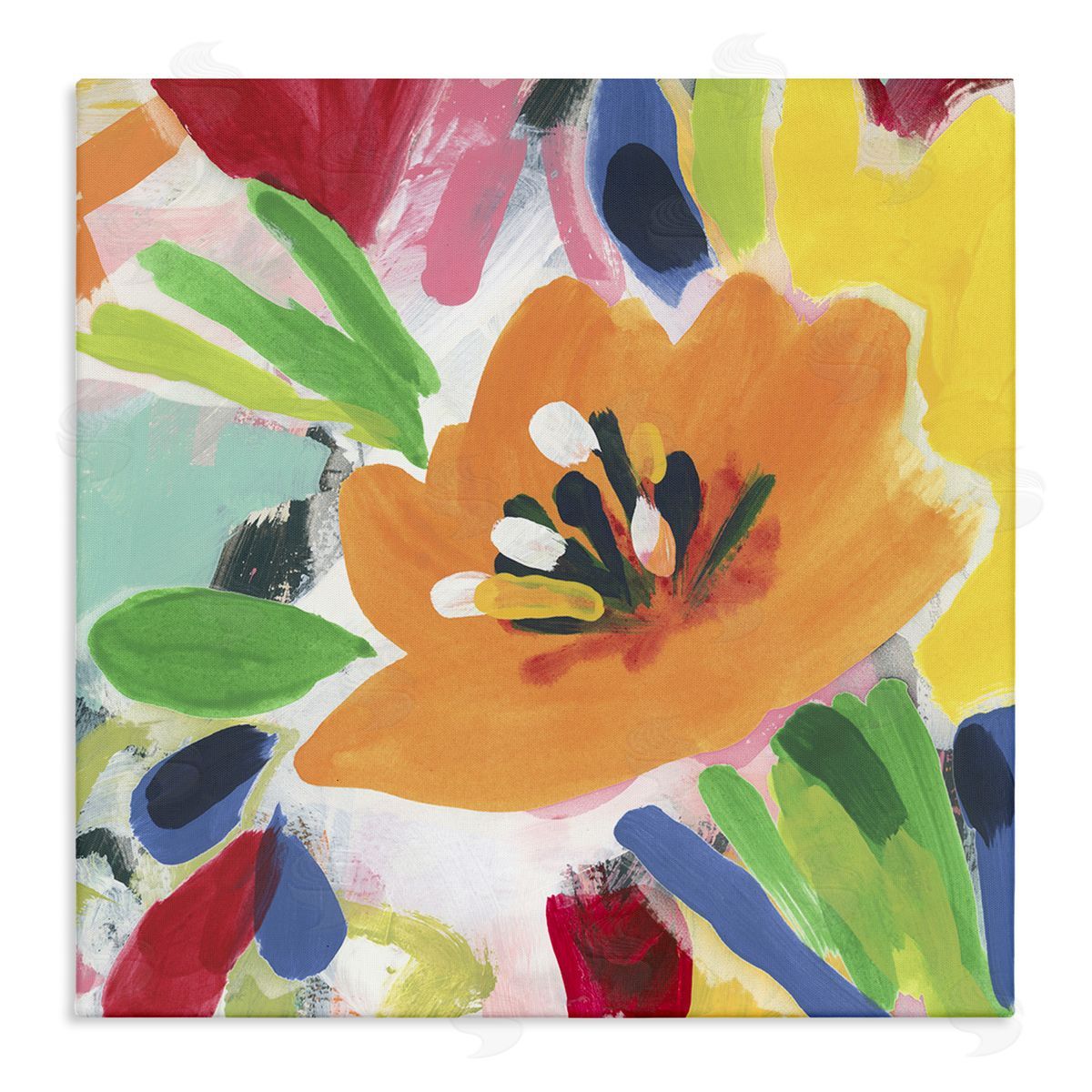 Vivid Orange Flower Impressions Canvas Wall Art, Home Decor by June Erica Vess