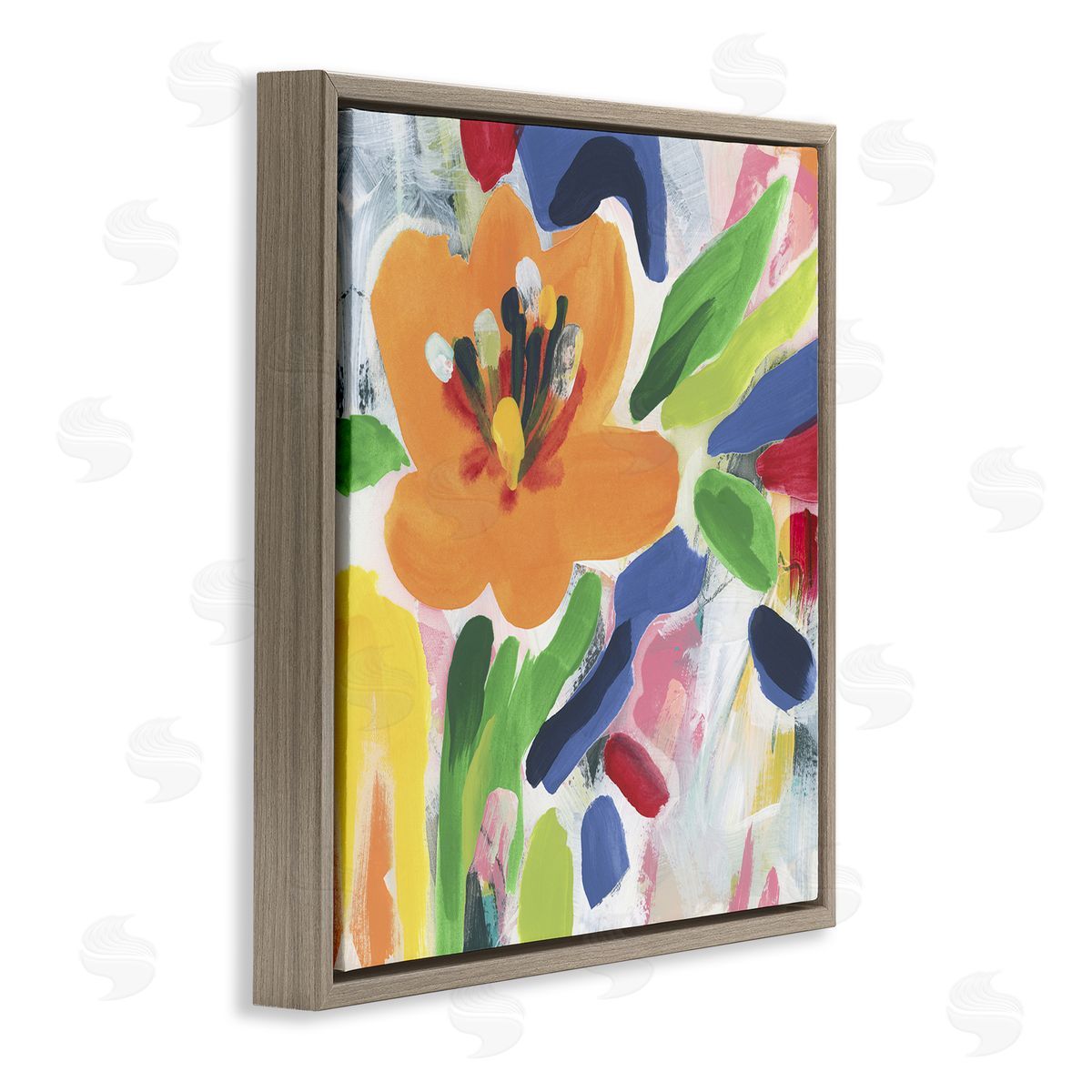 Blossoms in Rich Hues Brown Floating Frame Canvas Wall Art, Home Decor by June Erica Vess