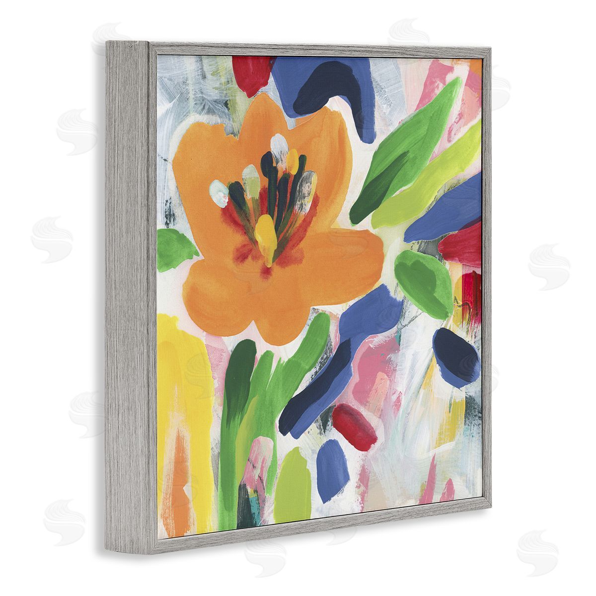 Blossoms in Rich Hues Grey Frame Print Wall Art, Home Decor by June Erica Vess