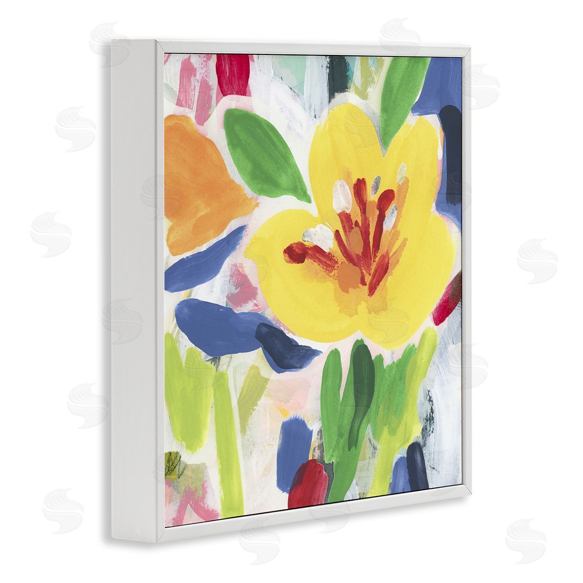 Bright Yellow Buttercup Blooms White Frame Print Wall Art, Home Decor by June Erica Vess