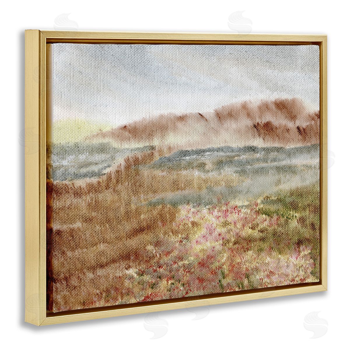 Vast Earthy Desert View Gold Floating Frame Canvas Wall Art, Home Decor by Nikita Jariwala