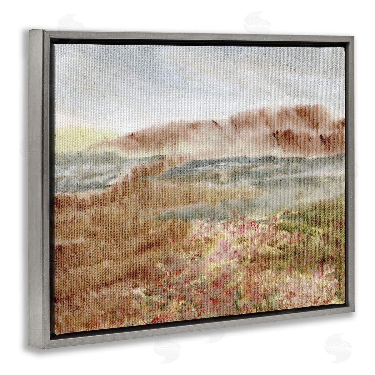 Vast Earthy Desert View Grey Floating Frame Canvas Wall Art, Home Decor by Nikita Jariwala