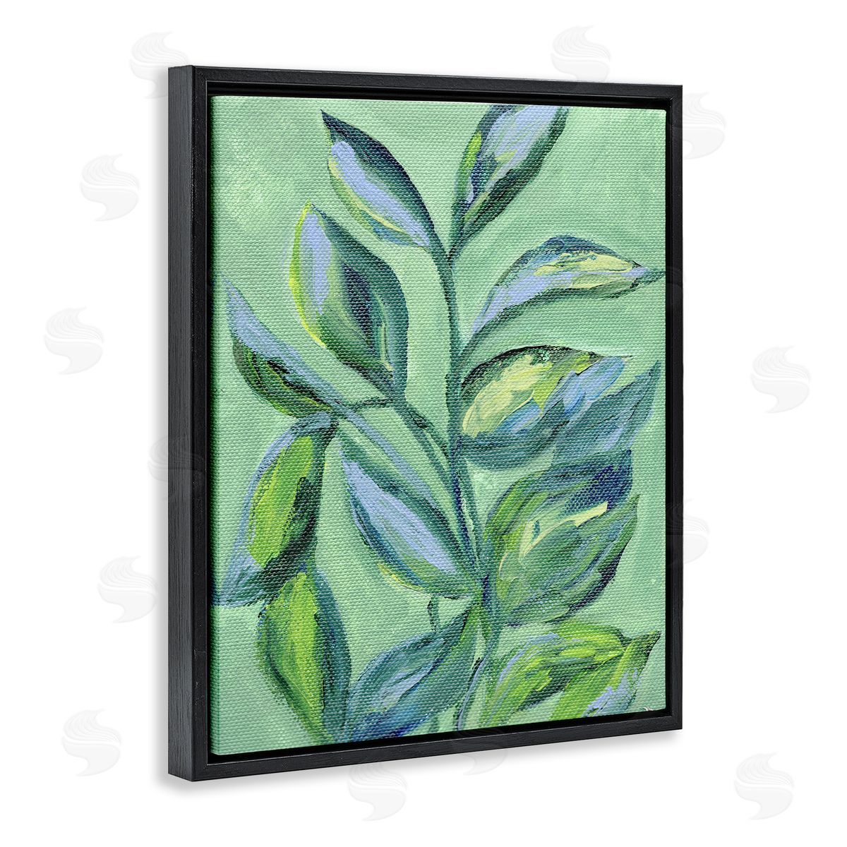 Leafy Plant Foliage Black Floating Frame Canvas Wall Art, Home Decor by Nikita Jariwala