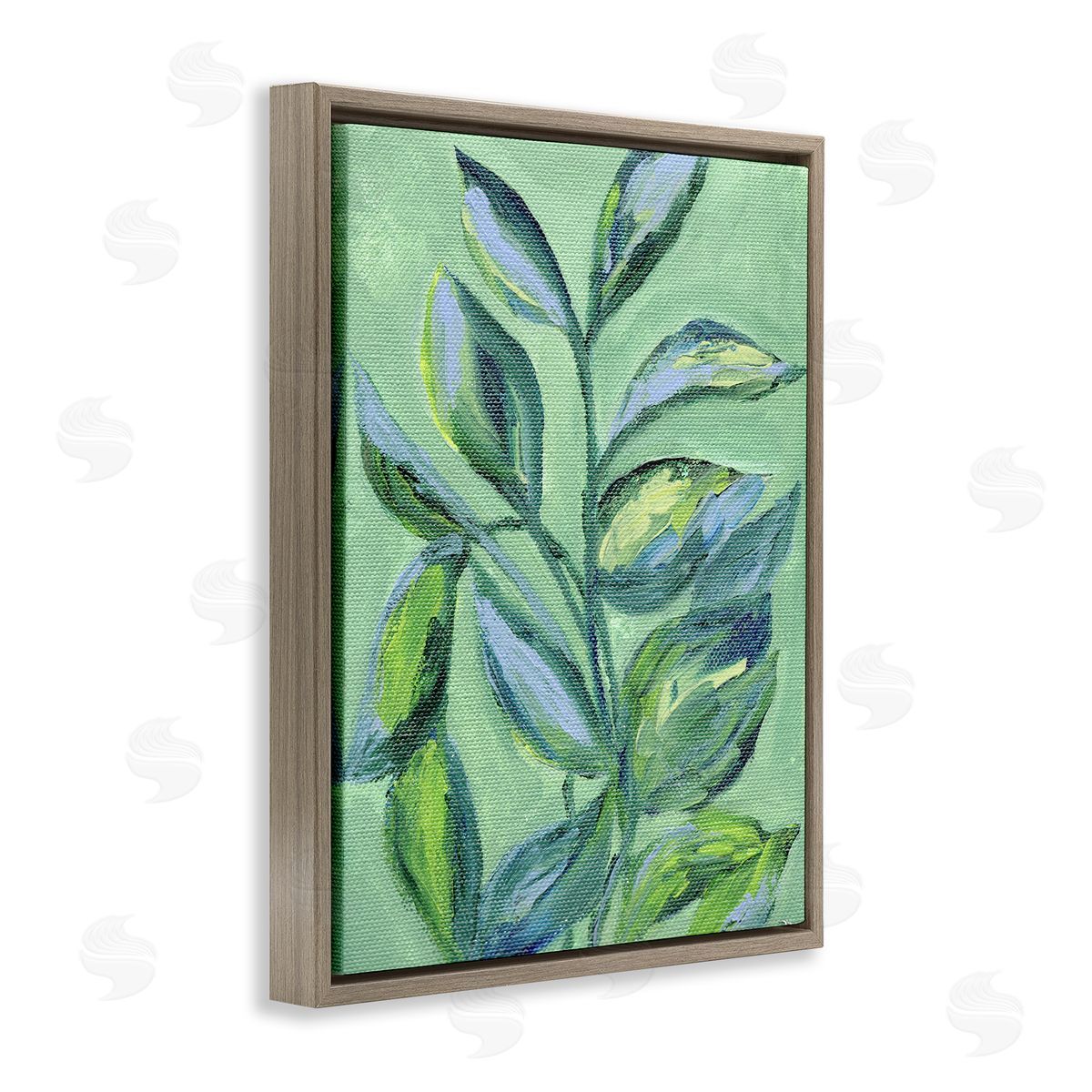 Leafy Plant Foliage Brown Floating Frame Canvas Wall Art, Home Decor by Nikita Jariwala