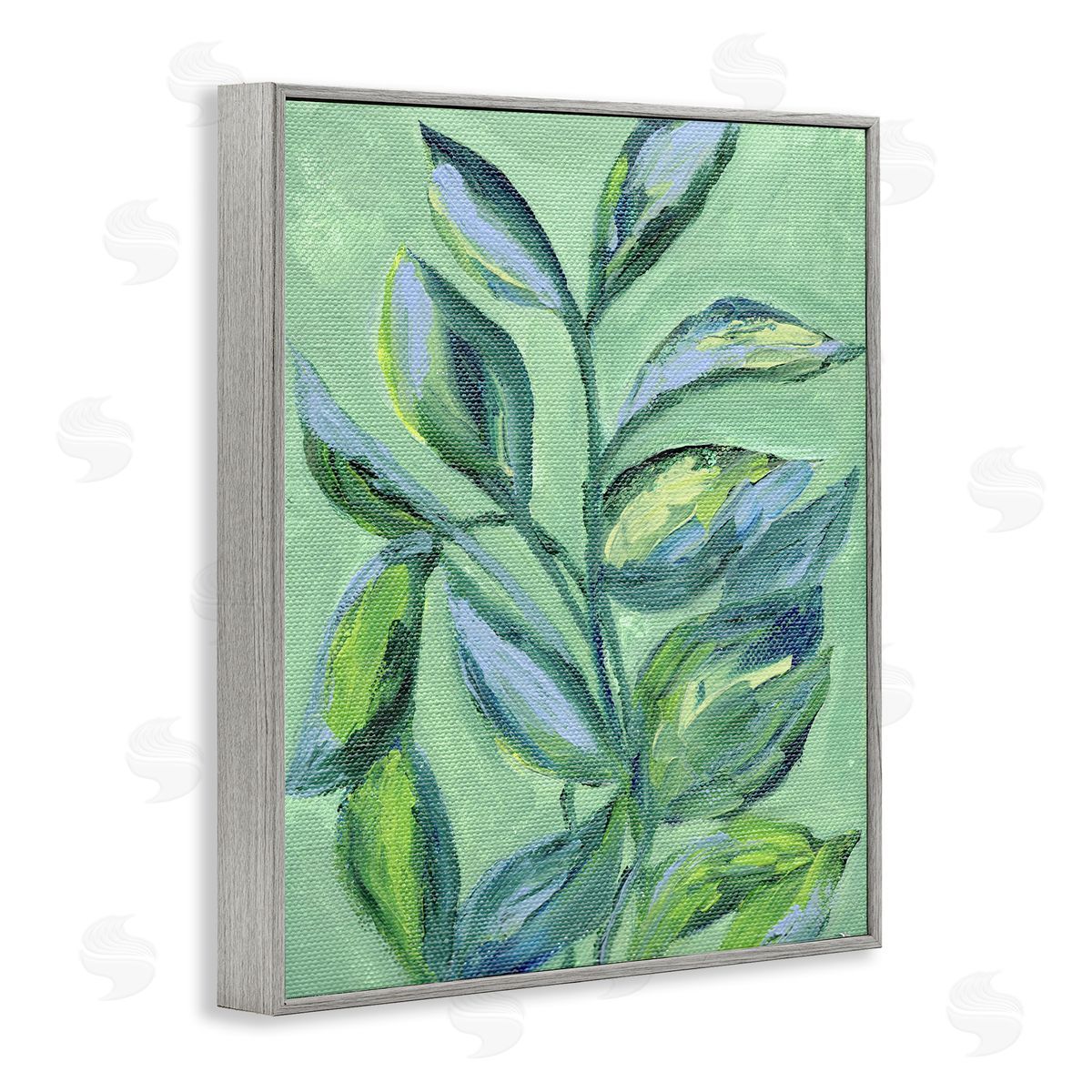Leafy Plant Foliage Grey Frame Print Wall Art, Home Decor by Nikita Jariwala