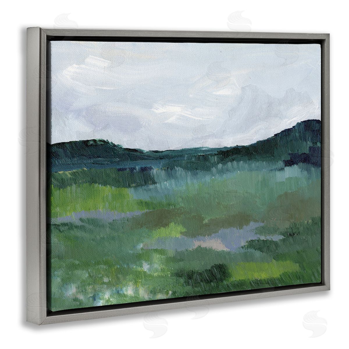 Brushed Tranquil Landscape Grey Floating Frame Canvas Wall Art, Home Decor by Nikita Jariwala