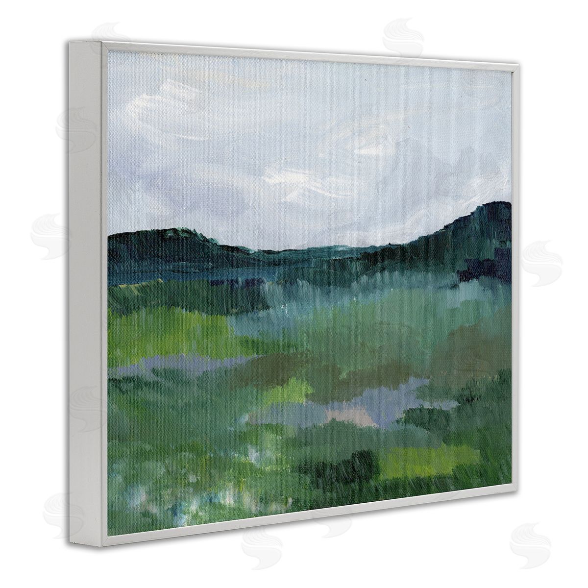 Brushed Tranquil Landscape White Frame Print Wall Art, Home Decor by Nikita Jariwala