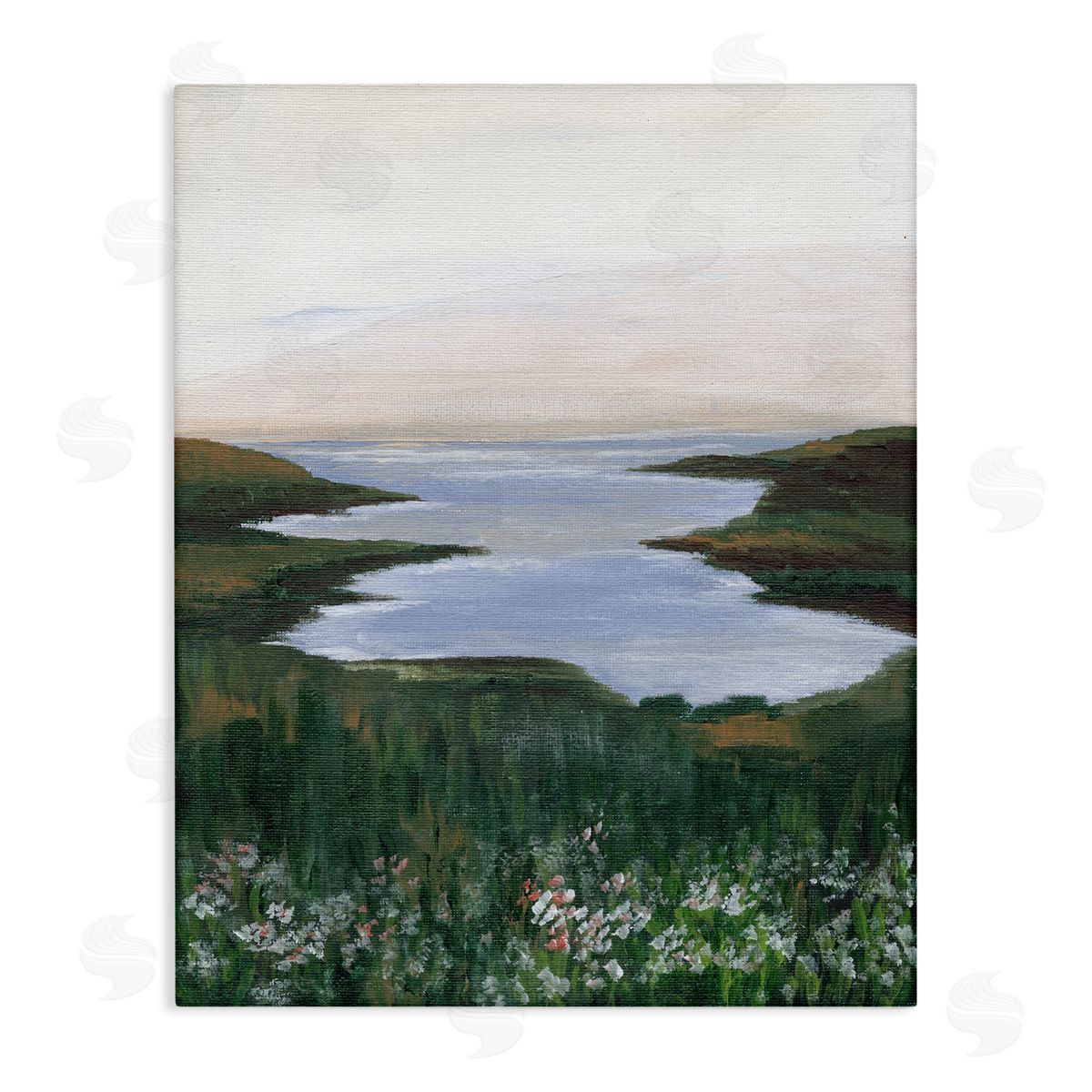 Peaceful Greenery by Lake Canvas Wall Art, Home Decor by Nikita Jariwala