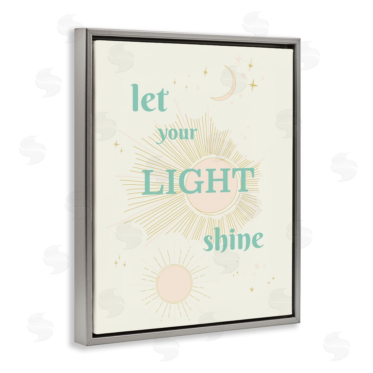 Let Your Light Shine Grey Floating Frame Canvas Wall Art, Home Decor by Sweet Melody Designs